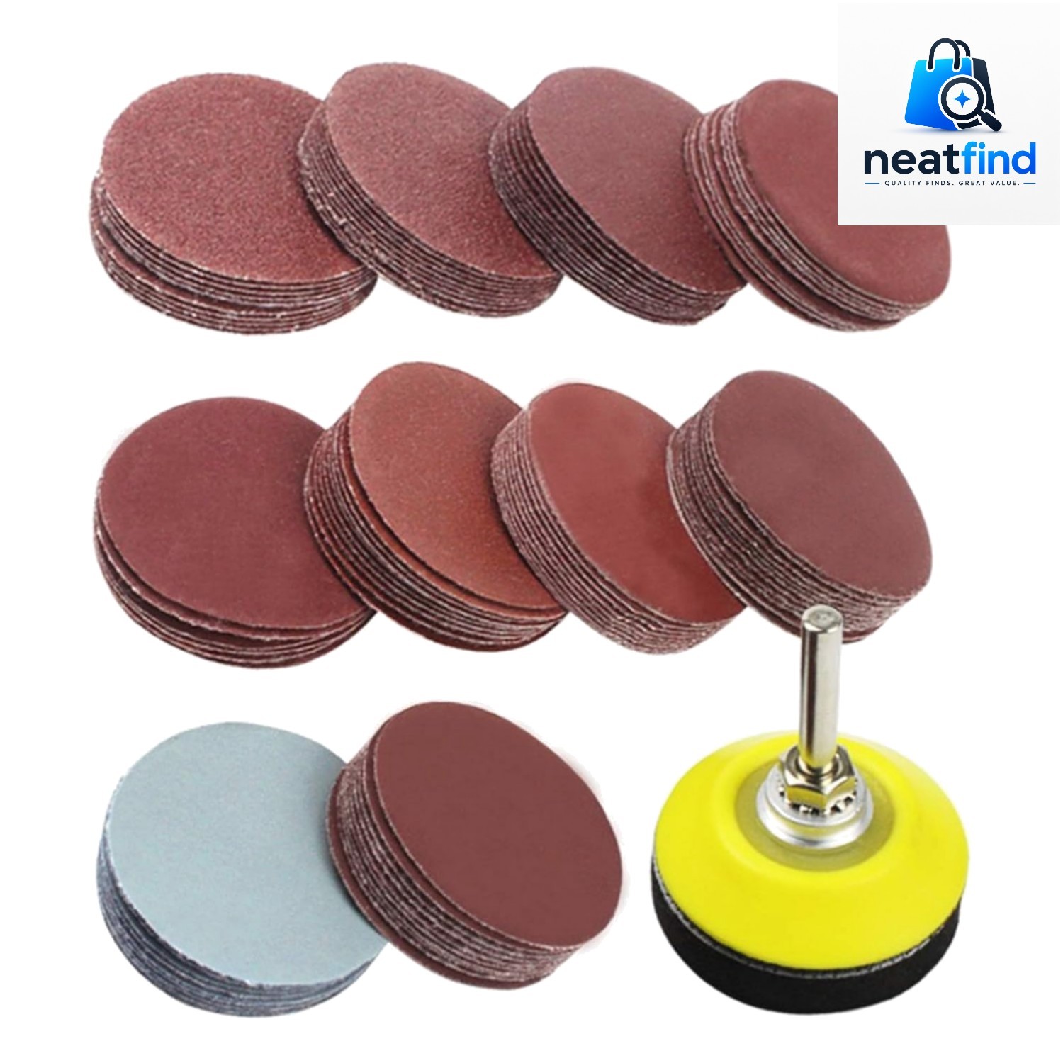 100pcs 2 Inch Drill Sander Attachment with Backer Plate 1/4″ Shank Sanding Di…