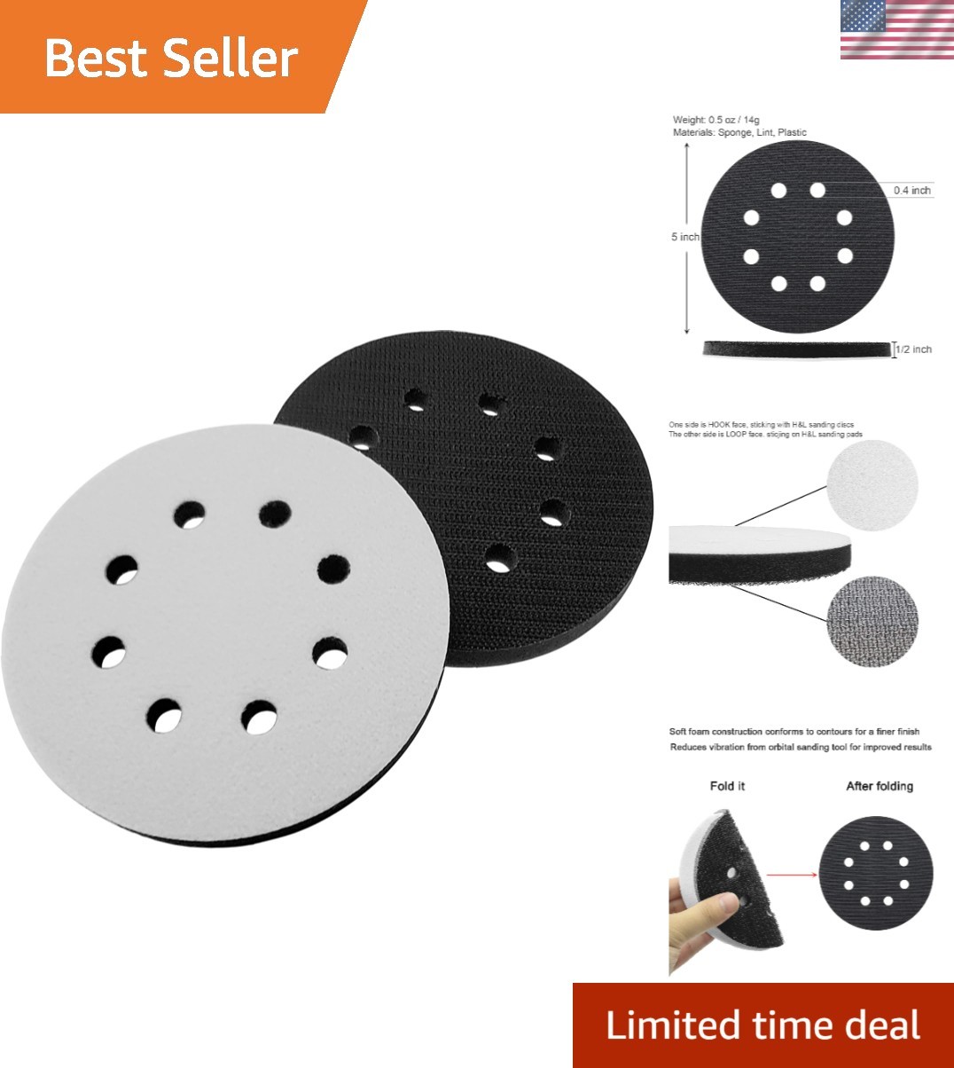 Professional Quality 5″ Sander Foam Pads – 2 Pack for Ultimate Dust Control