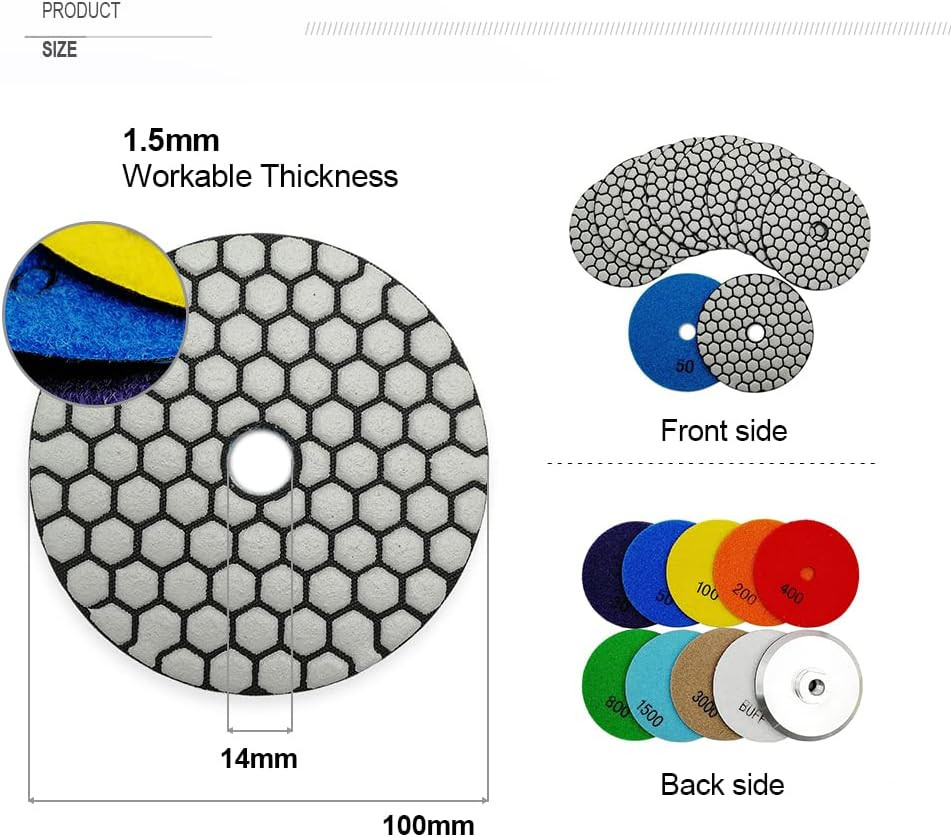 Grit 400 Diamond Polishing Pads for Marble, Granite & Stone Finishing