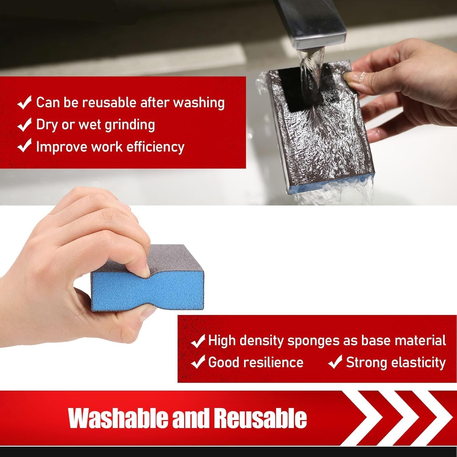 Versatile 10 Pack Washable Sanding Blocks – 60 to 220 Grit for Smooth Finishing