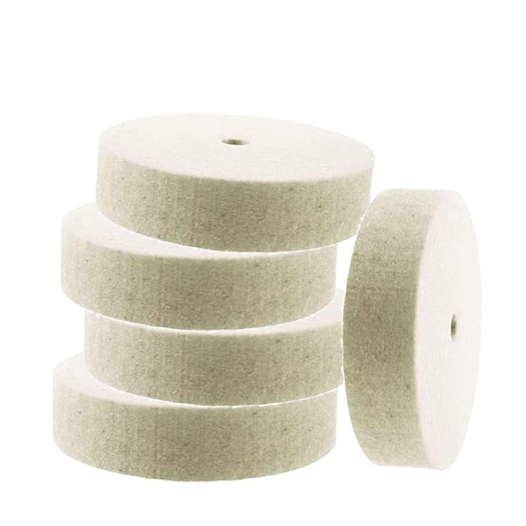 5Pcs 3″ Compressed Wool Polishing Wheel 3/8″ Arbor Hole Wool Felt Buffing Wheels