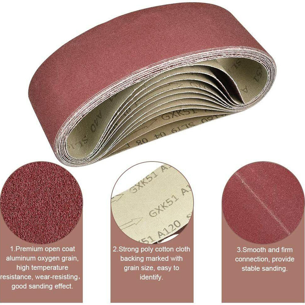 20PCS Sanding Belt 40 60 80 120 150 240 400 Grit Belts Sander Sandpaper 3×21 In