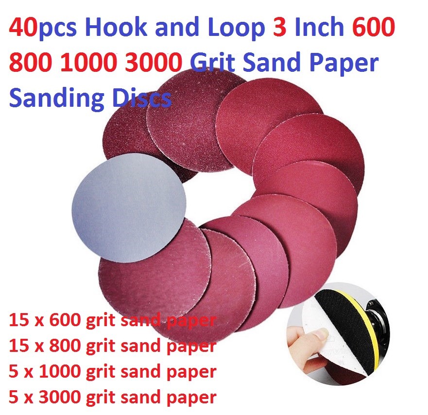 40pcs Hook and Loop 3 Inch 600 800 1000 3000 Grit Sand Paper Sanding Discs