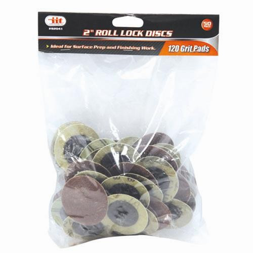 IIT 120 Grit 2″ Sanding Wheels Discs With 1/4″ Mandrel Roll Lock R Style 82041