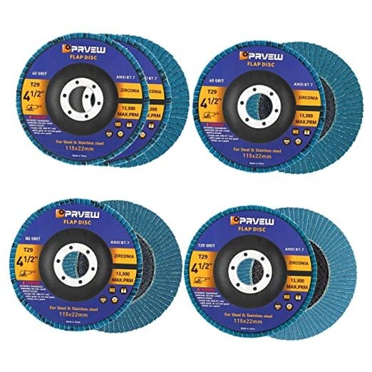 Flap Discs 4 1/2 Inch, 5-Pack 4.5″ x 7/8″ T29 40/60/80/120 Grit Assorted