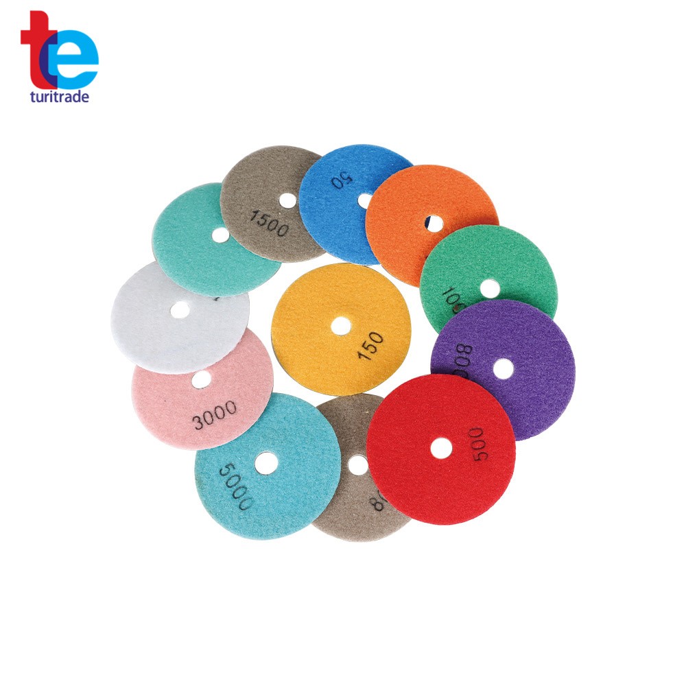 14 Pack 4Inch Diamond Polishing Pads Kit With 2 Pack 5/8In-11 Backer Pads