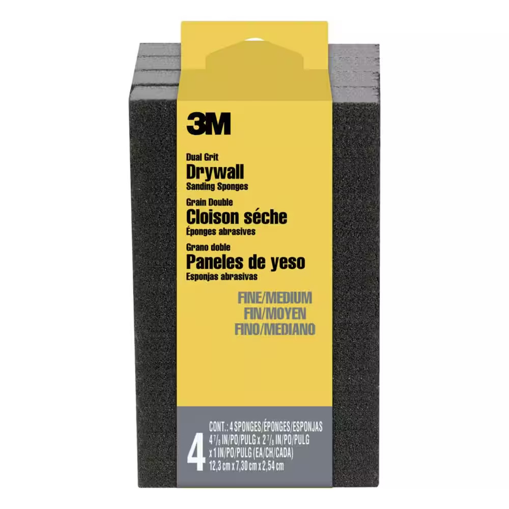 2 7/8 In. X 4 7/8 In. X 1 In. Dual Grit Fine/Medium Drywall Sanding Sponge (4-Pa