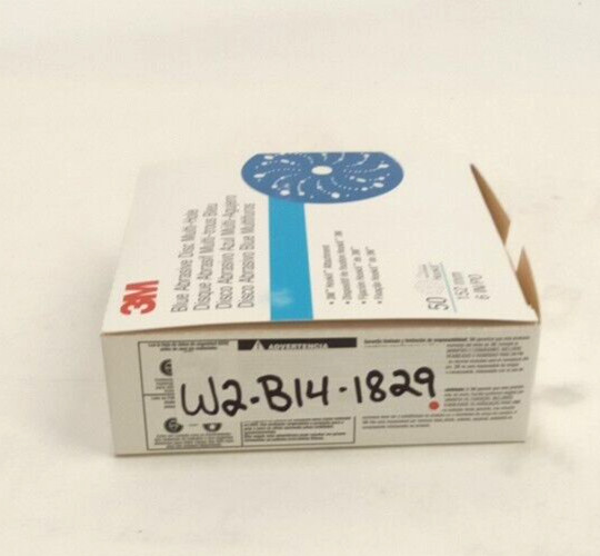 3M 36182 Blue Abrasive Disc Multi-Hole Hookit Attachment 6″ Rounds 500 Grit 50pk
