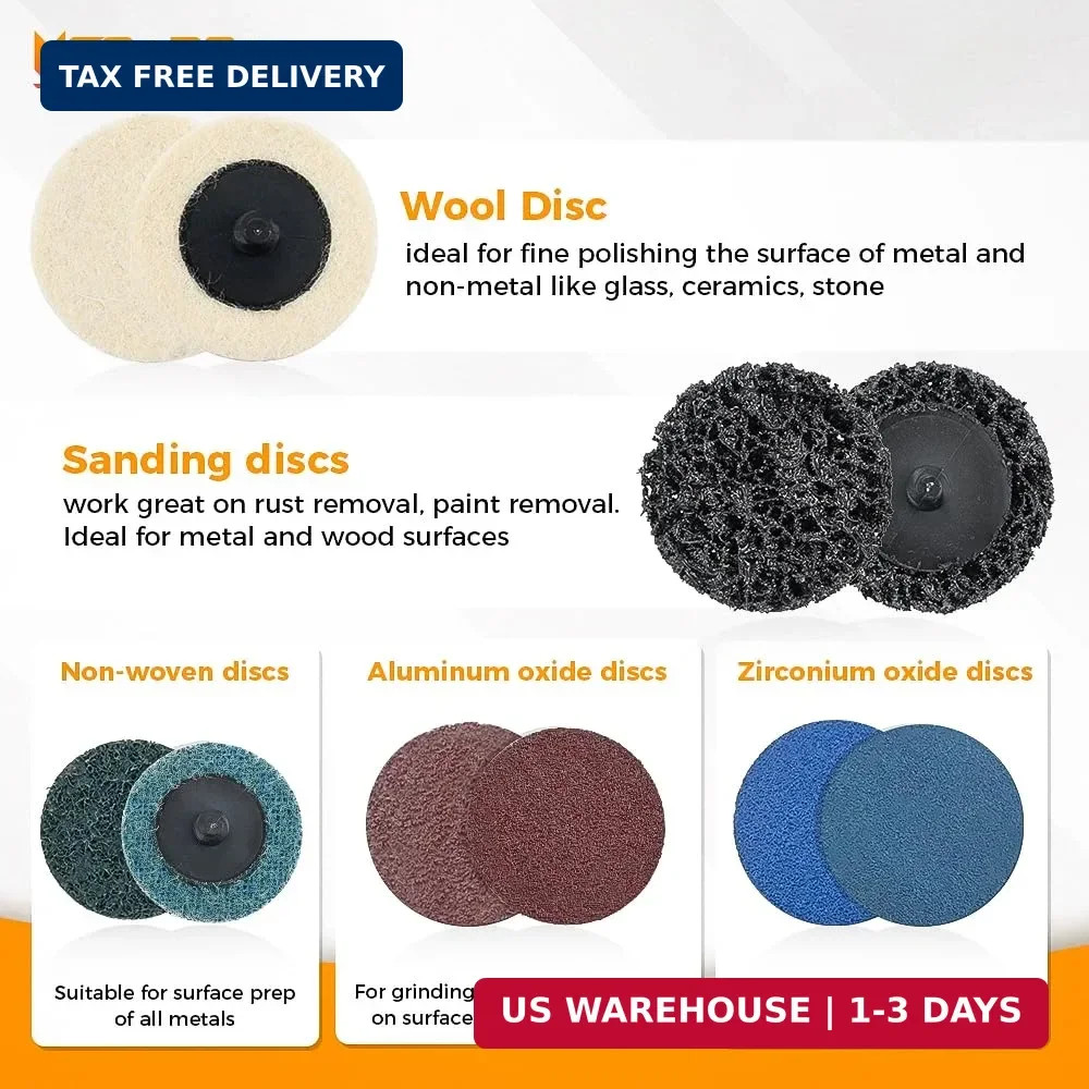 270Pcs 2″ Quick Change Sanding Disc Kit with 1/8″&1/4″ Shank Backer Plate | 36-3