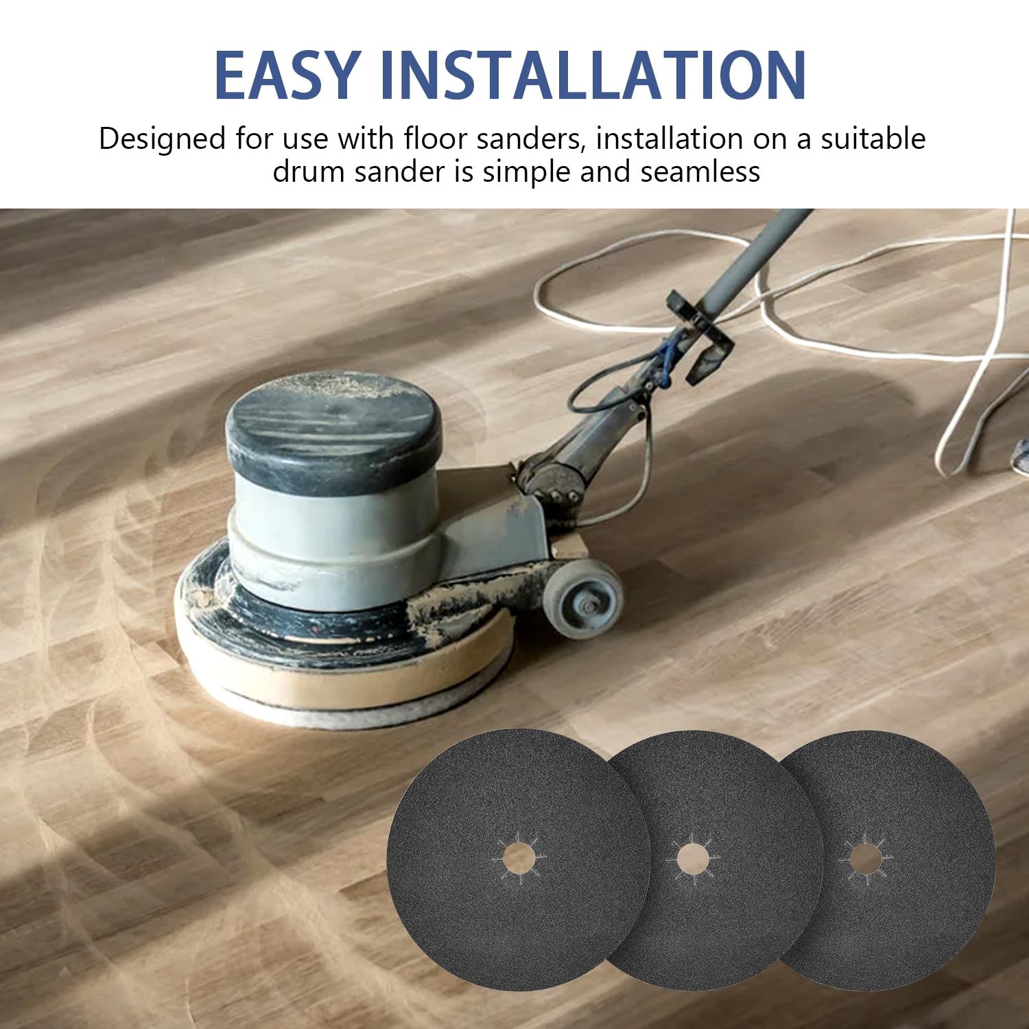 HUAALIUCHE Floor Sanding Disc ClothBacked Silicon Carbide，17″ x 2″ Holes for …