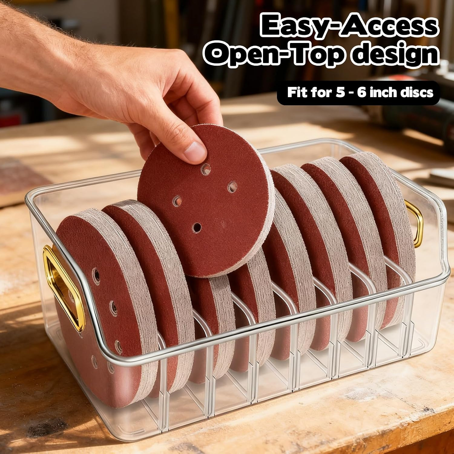 2 Sets 5 Inch Sanding Discs Storage Bins – 8 Slots for Classified Organization
