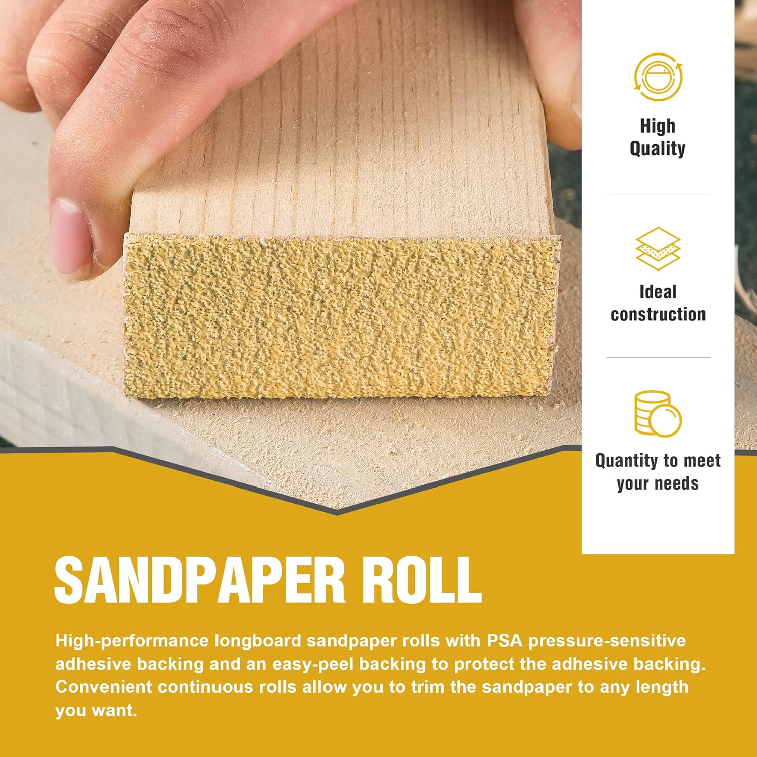 PSA Sandpaper Roll 80 Grit 2-3/4In X 20 Yards Self Adhesive Sticky Back Longboar