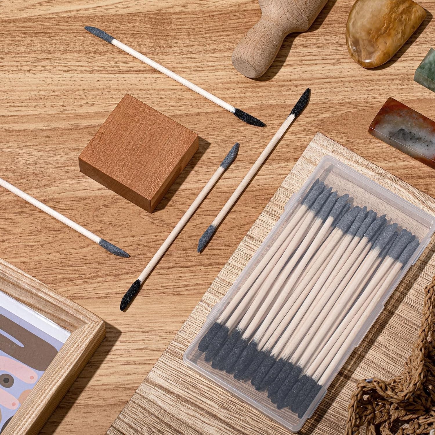 90 Pcs Sanding Sticks Double End Fine Detailing Polishing for Plastic Wood Hobby