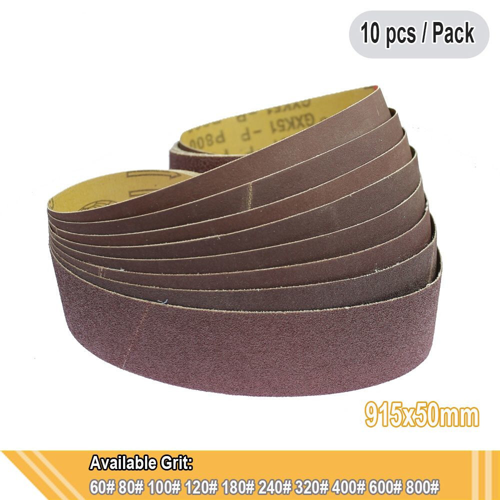 10 Pieces 915*50mm Abrasive Sanding Belts for Wood Soft Metal Grinding Polishing