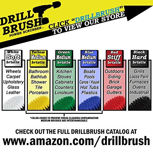 Multi-Surface Drill Brush Attachments Set for White, Yellow, Green, Red, Black