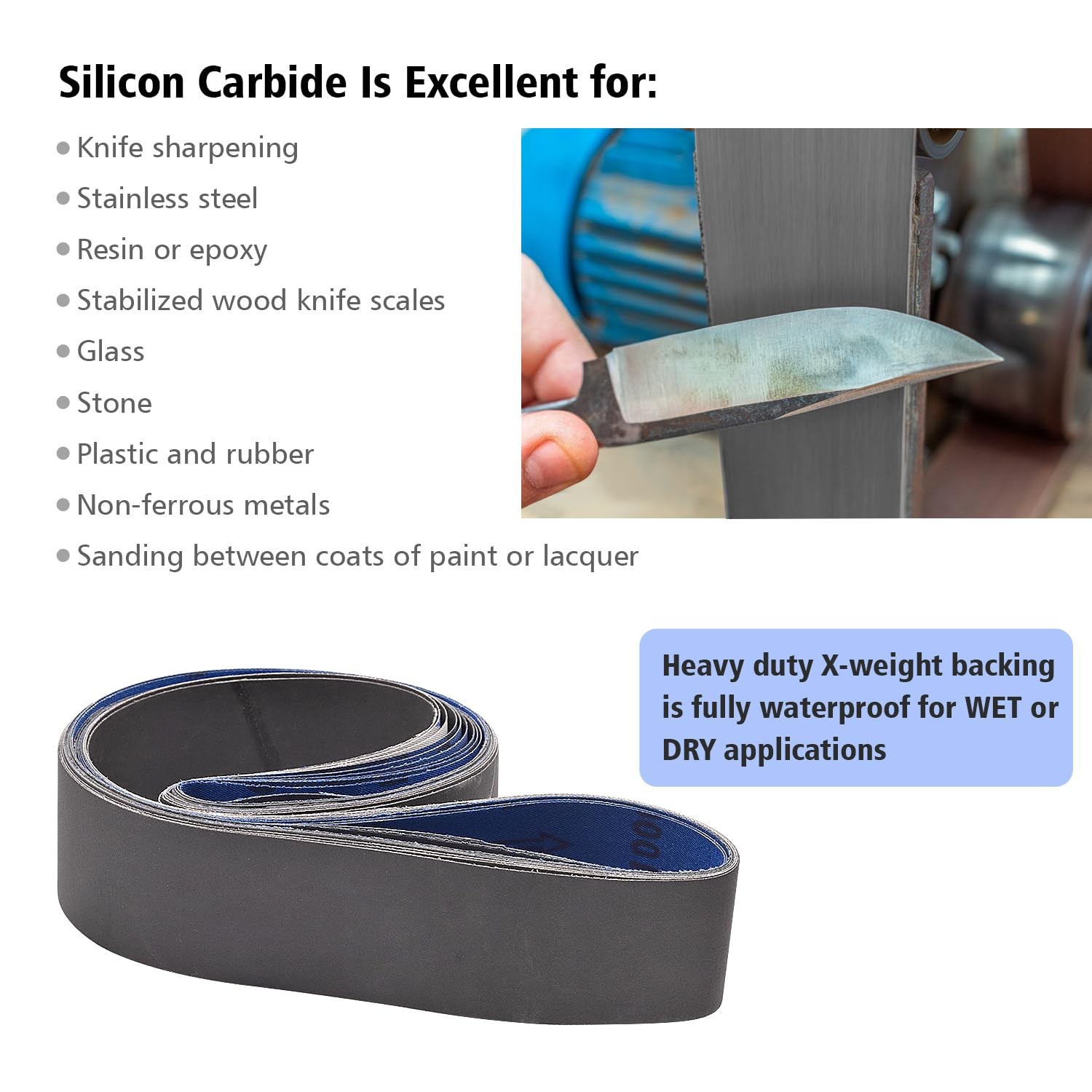 2 X 72 Inch Silicon Carbide Extra Fine Grit Sanding Belts 600, 800, 1000 Grit…