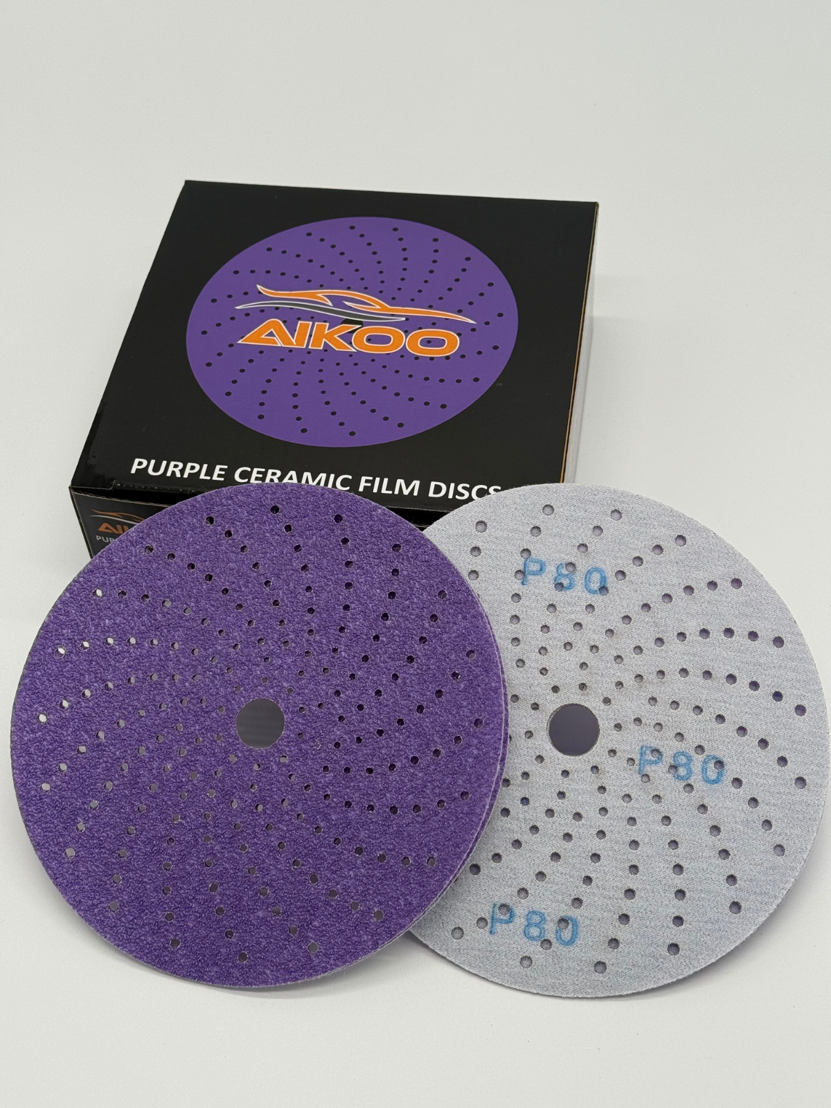 AIKOO 6″ Hook & Loop Ceramic Multi-hole Sanding Discs Orbital DA Sanders Paper