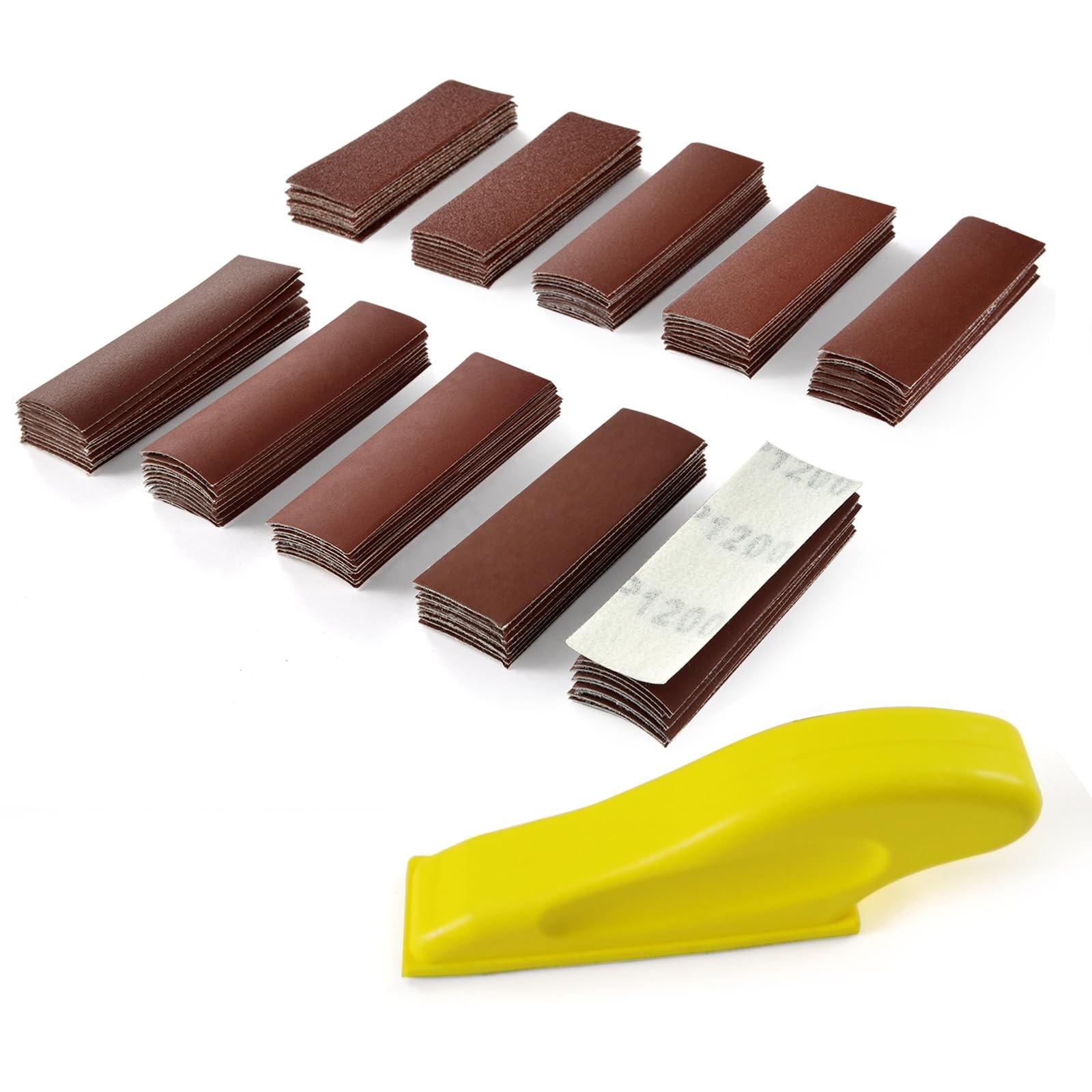 100 PCS Micro Sander Paper Kit 3.5x 1Hand Sanding Block Assorted Grits Polish