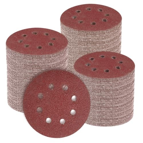 250 PCS 5-Inch 8-Hole Hook & Loop Sanding Discs Set, 40 60 80 Mix Grit-250PCS