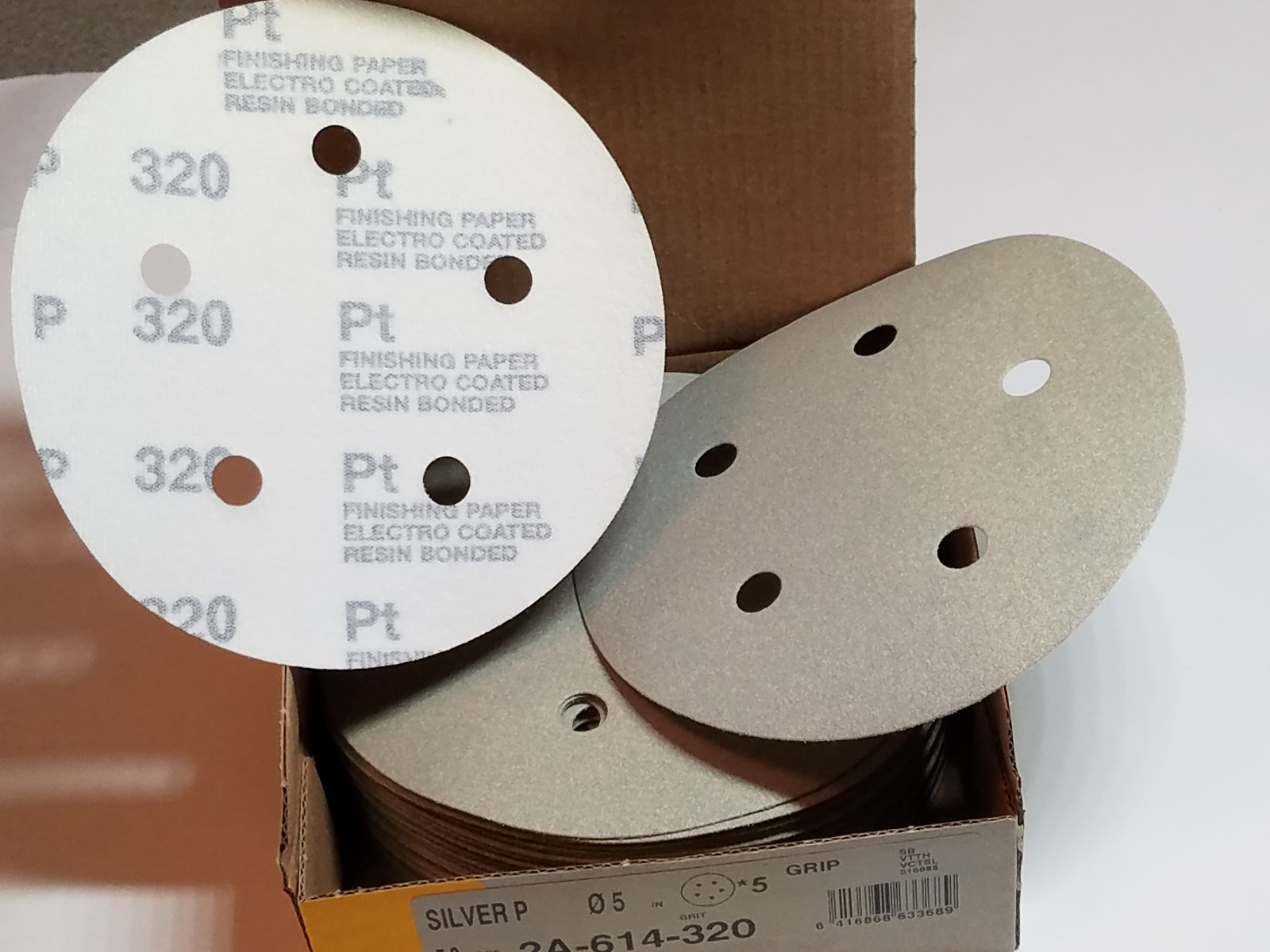 Mirka 320 Grit Sandpaper Discs Hook & Loop Back 50 Sanding Discs 5 Hole 5 Inch