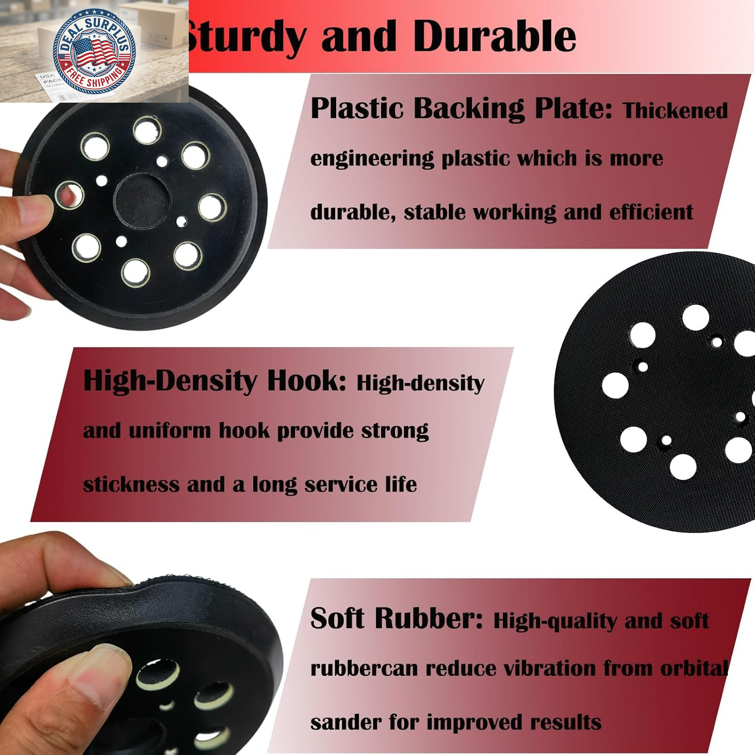 5 Inch 8 Hole Hook-And-Loop Replacemet Sanding Pad for SKIL SR211601 SR6604B SR6