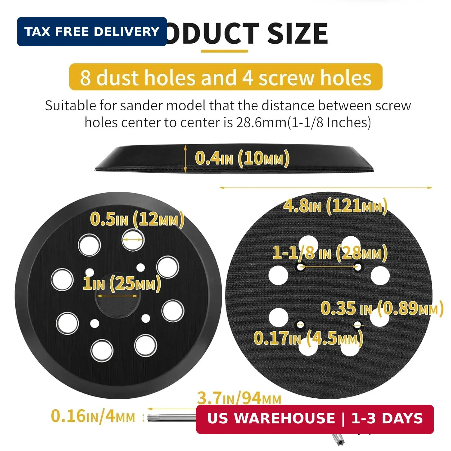 1 Pack 5″ 8 Hole Replacement Sander Pad Compatible with Milwaukee 6021-21 6034-2