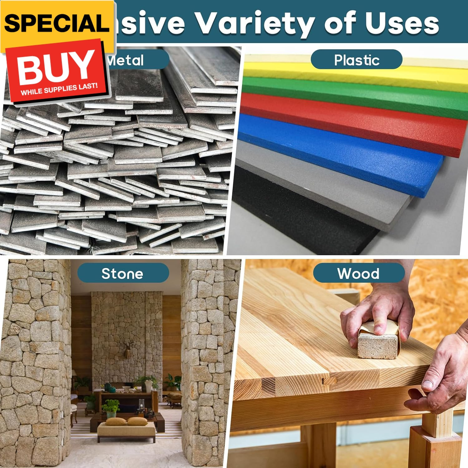 1/2×18 Inch Belt Sander Sanding Belts Kit 40 Pcs (10 Each of 40/60/80/120 Grits)