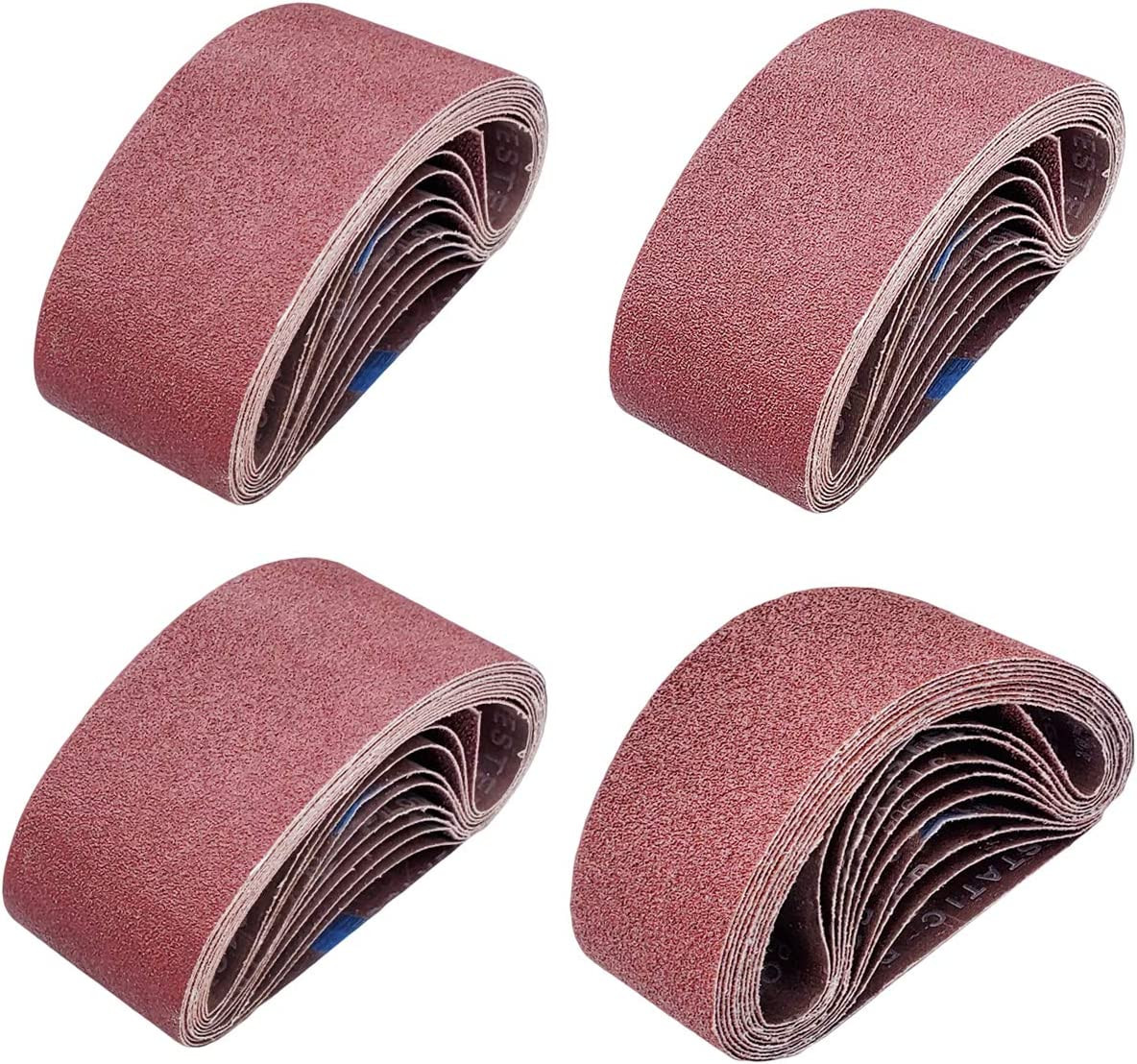 20 PCS 2.5 Inch X 16 Inch Abrasive Sanding Belts – 5 Each of 40 80 120 240 Grit