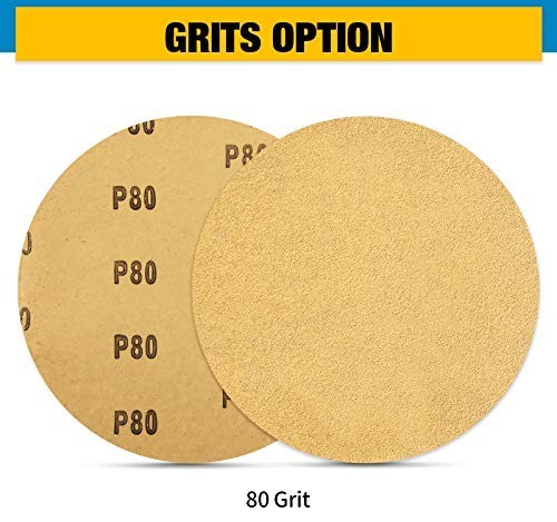 Sanding Discs 6 Inch 80 Grit Adhesive Backed Sandpaper 100pcs for Drill Auto