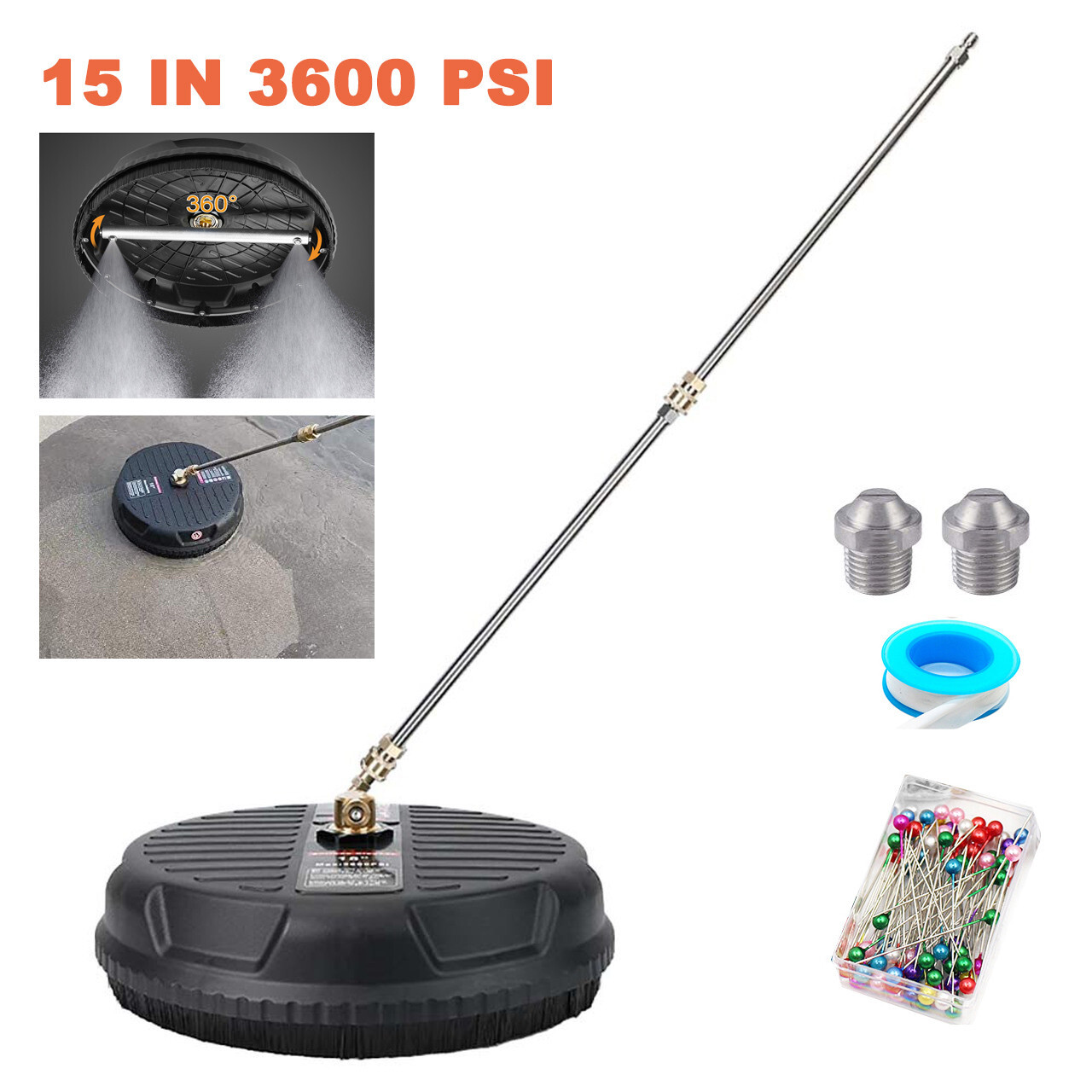 15″ Pressure Washer Surface Cleaner Pressure Washer Attachment for Driveways