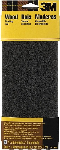 3M Hand Sanding Wood Finishing Pad, 4.375 in by 11 in, Gray, Fine (7415NA)
