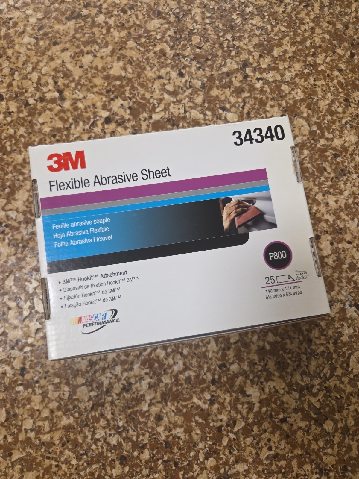 3M Hookit Flexible Abrasive Hand Sheet, 270J, 34340, P800, 5.5 in x 6.8 in | 25