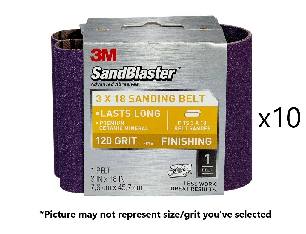 3M Sandblaster Cloth Sanding Belts – Pack of 10, Various Sizes and Grits
