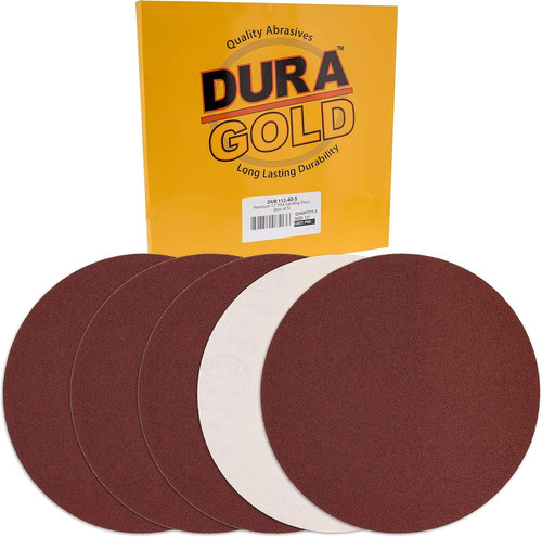 Dura-Gold Premium 12″ Sanding Discs – 80 Grit (Box of 5) – Sandpaper 80-Grit