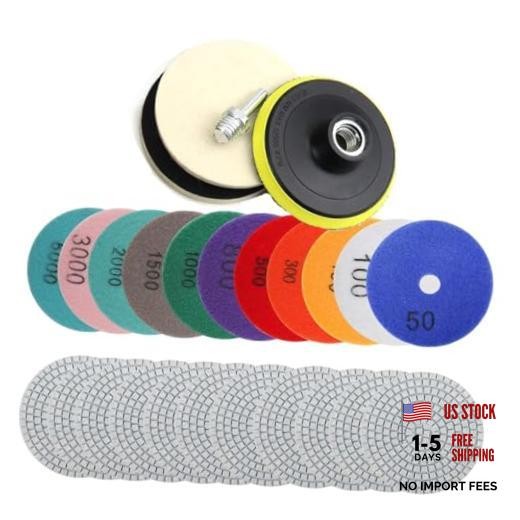 Marble Polishing Kit, 4-inch Diamond Polishing Pads, 12 Pieces Wet/Dry Granite