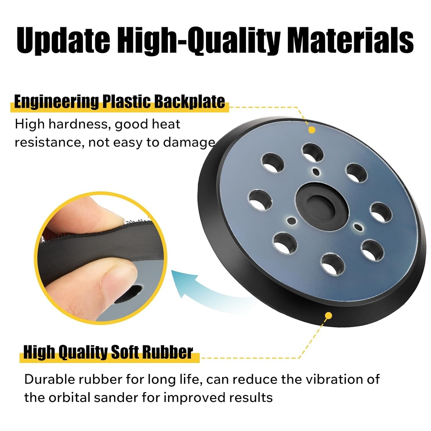 2 Pack 5″ 8 Hole Hook & Loop Sander Replacement Pad for DeWalt/Makita/Porter …