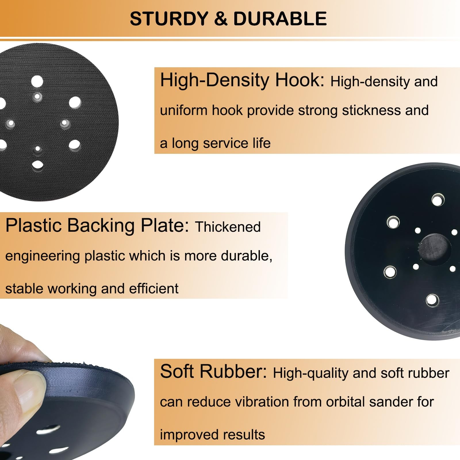6 Inch 6 Hole Replacement Sander Pad for Ridgid R2611 Random Orbit Sander- 6″ 1p