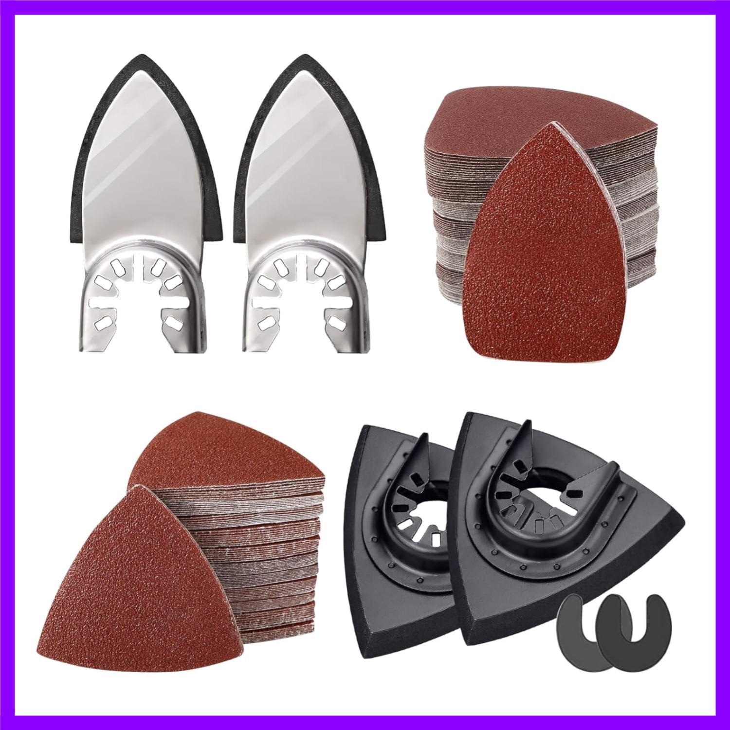 206Pcs Oscillating Tool Detail Sanding Pads Kit 2Pcs Triangle Sanding Pads 2Pc