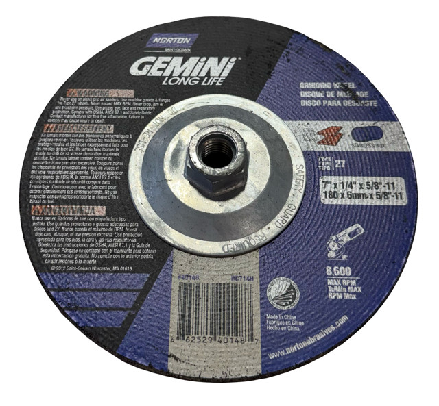 Norton Gemini 7″ x 1/4″ x 5/8-11 Metal Grinding Wheel Aluminum Oxide