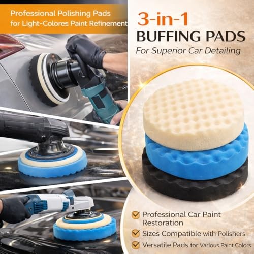 Upgrade 8 inch Buffing Polishing Pads for Professional Car Detailing | 3-in-1