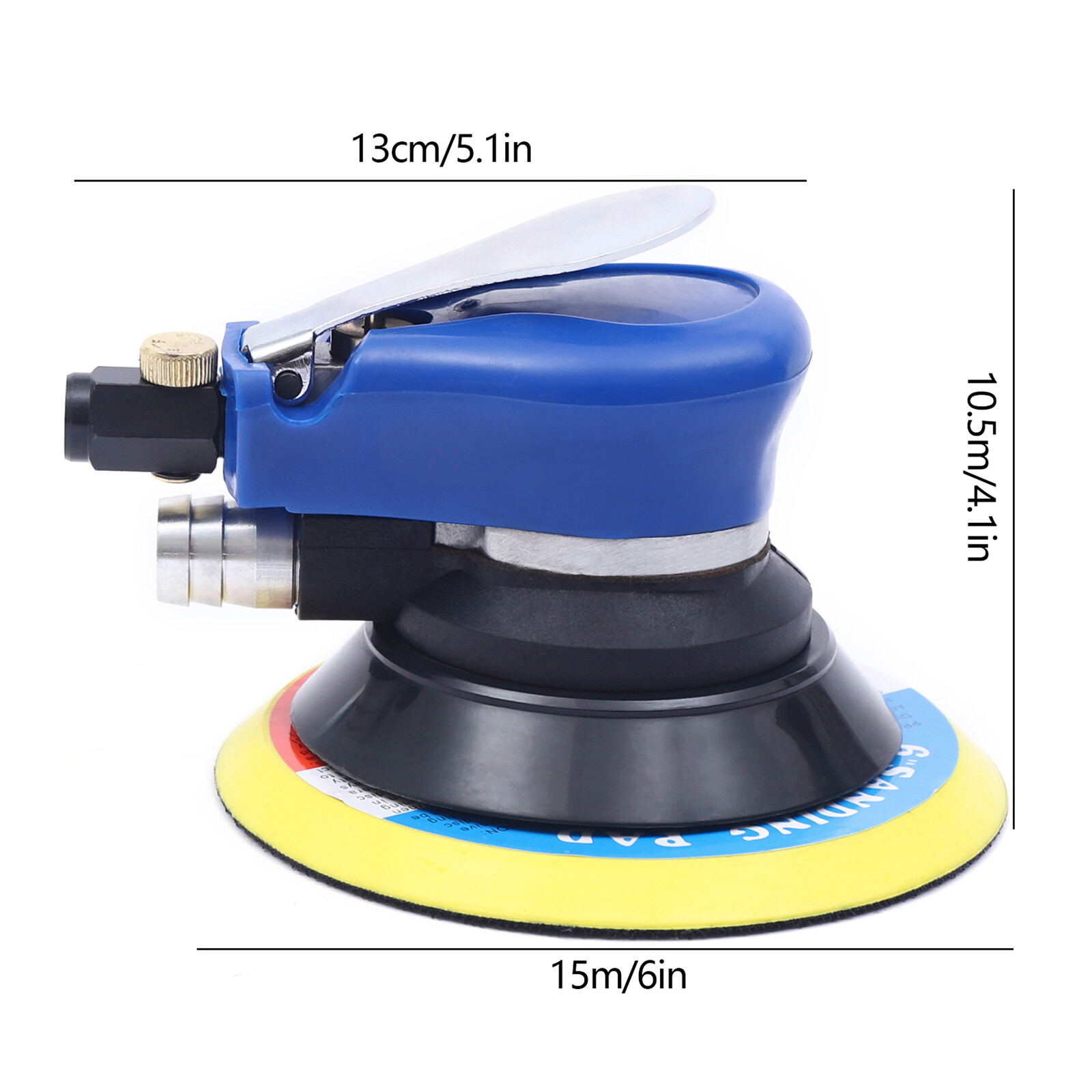 6″ Air Palm Orbital Sander 10000 RPM Dual Action Pneumatic Round Polisher 3 Lbs