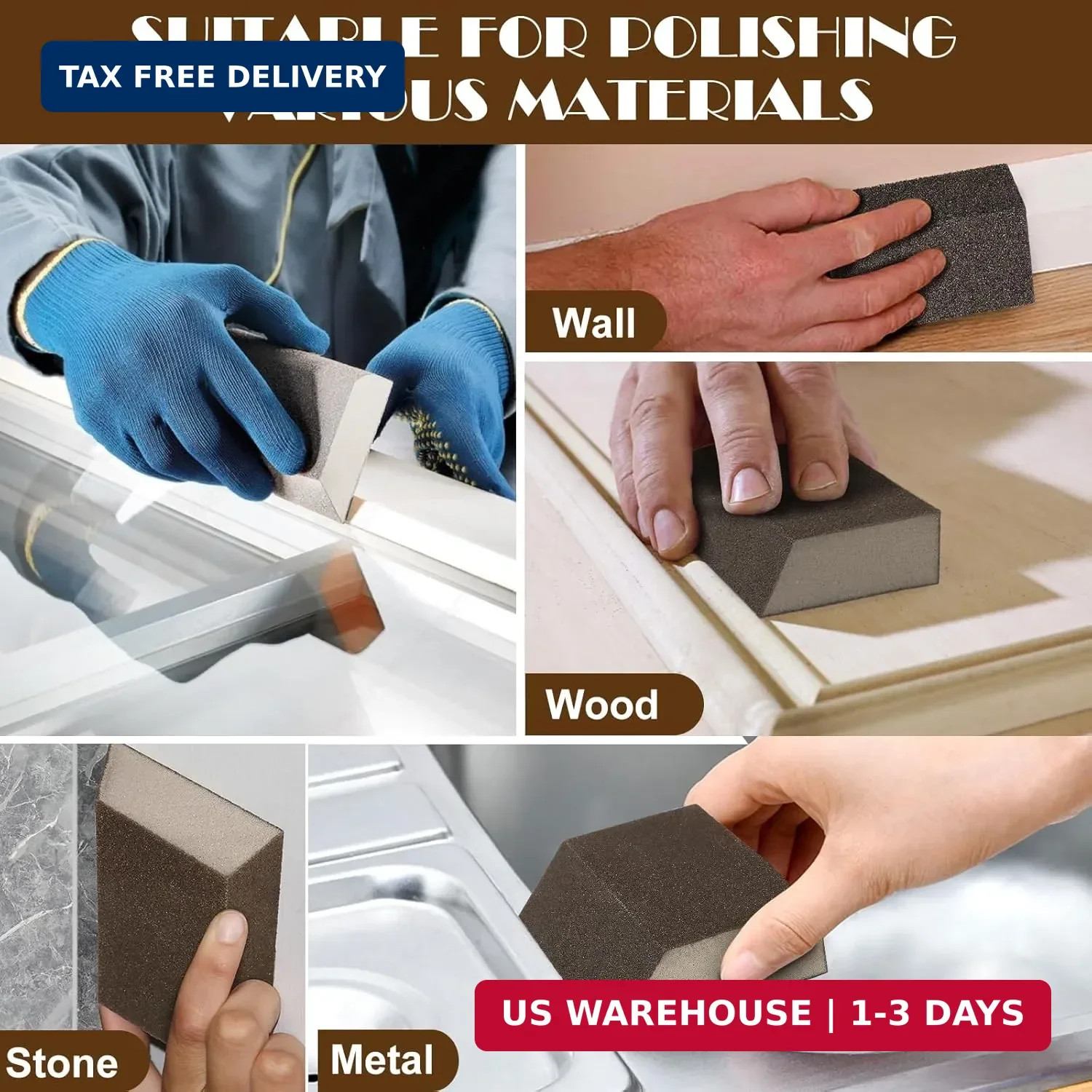 120 Grit Angled Sanding Blocks, Jamiikury Fine Sponge Sand Block Washable and Re