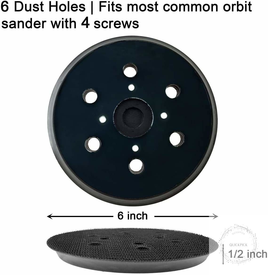 6 Inch 6 Hole Replacement Sander Pad for Ridgid R2611 Random Orbit Sander- 6”