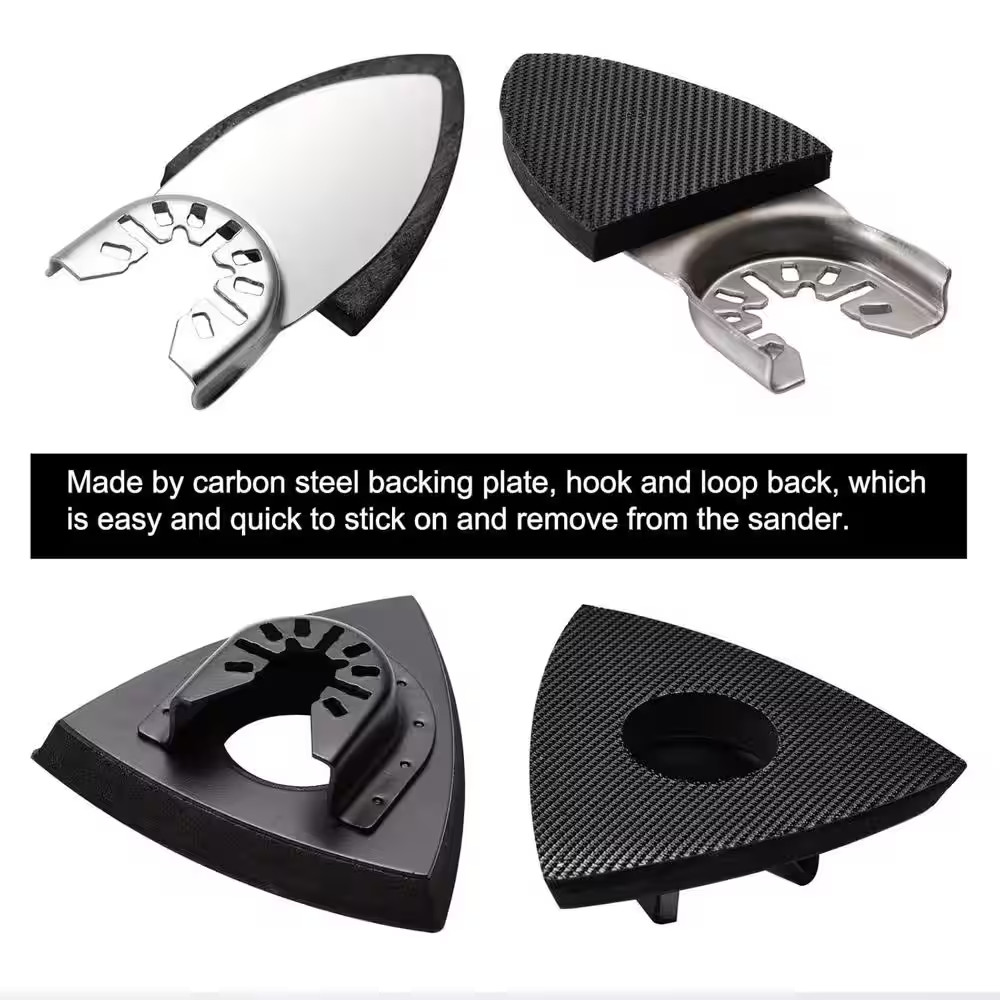 104Pcs Carbon Steel Oscillating Tool Sanding Pads Kit with Triangle and Finger H