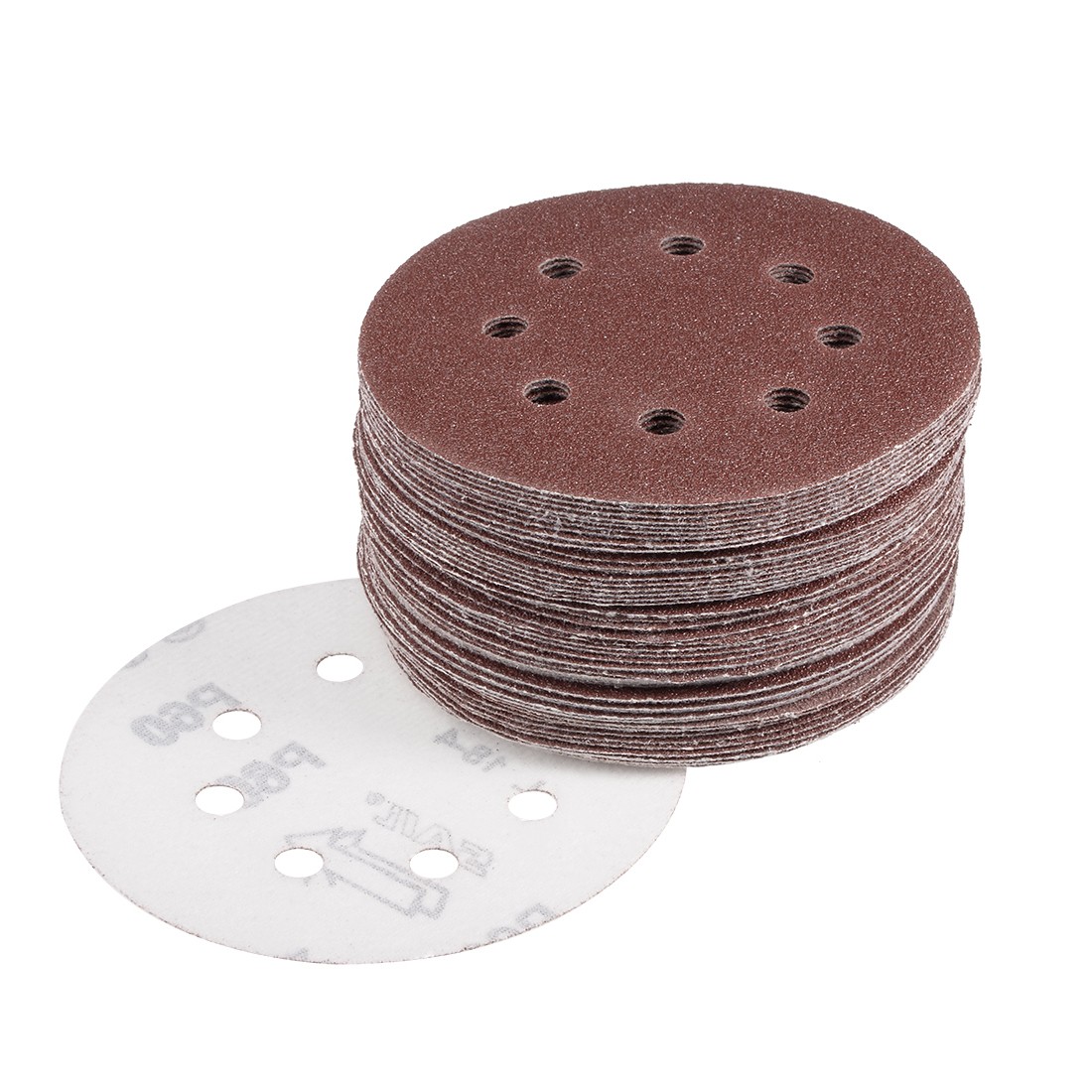 50Pcs 5 Inch 8 Hole Hook and Loop Sanding Disc 60 Grit Flocking Sandpaper Sander