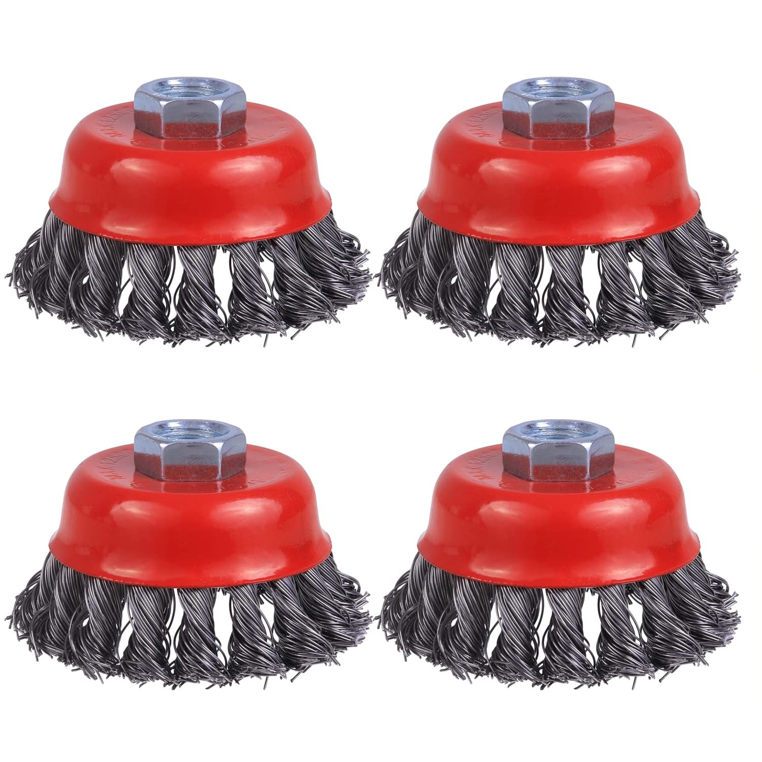 Wenora Wire Cup Brush For Angle Grinder 4 Pack 3 Inch Twisted Knotted Wire