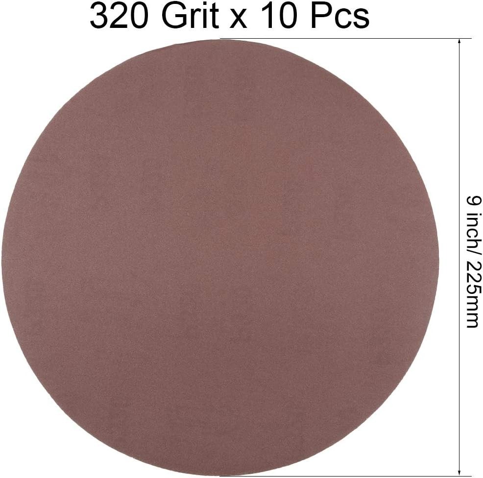 9 Inch Sanding Disc 320 Grits Flocking Sandpaper for Sander 10 Pcs