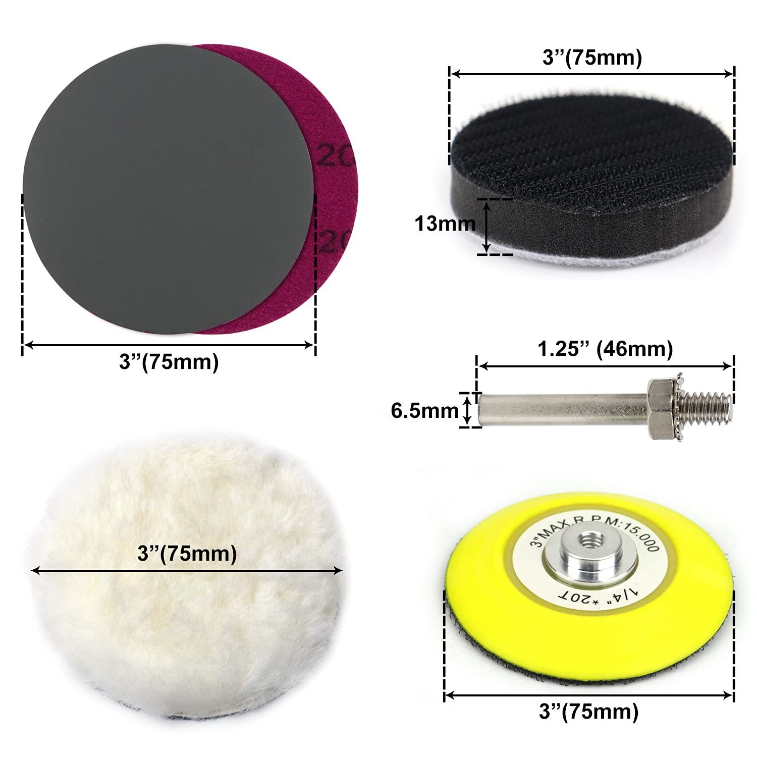 150PCS 3 Inch Silicon Carbide Sand Discs, 400-10000 Grits, for Drill & Grinder