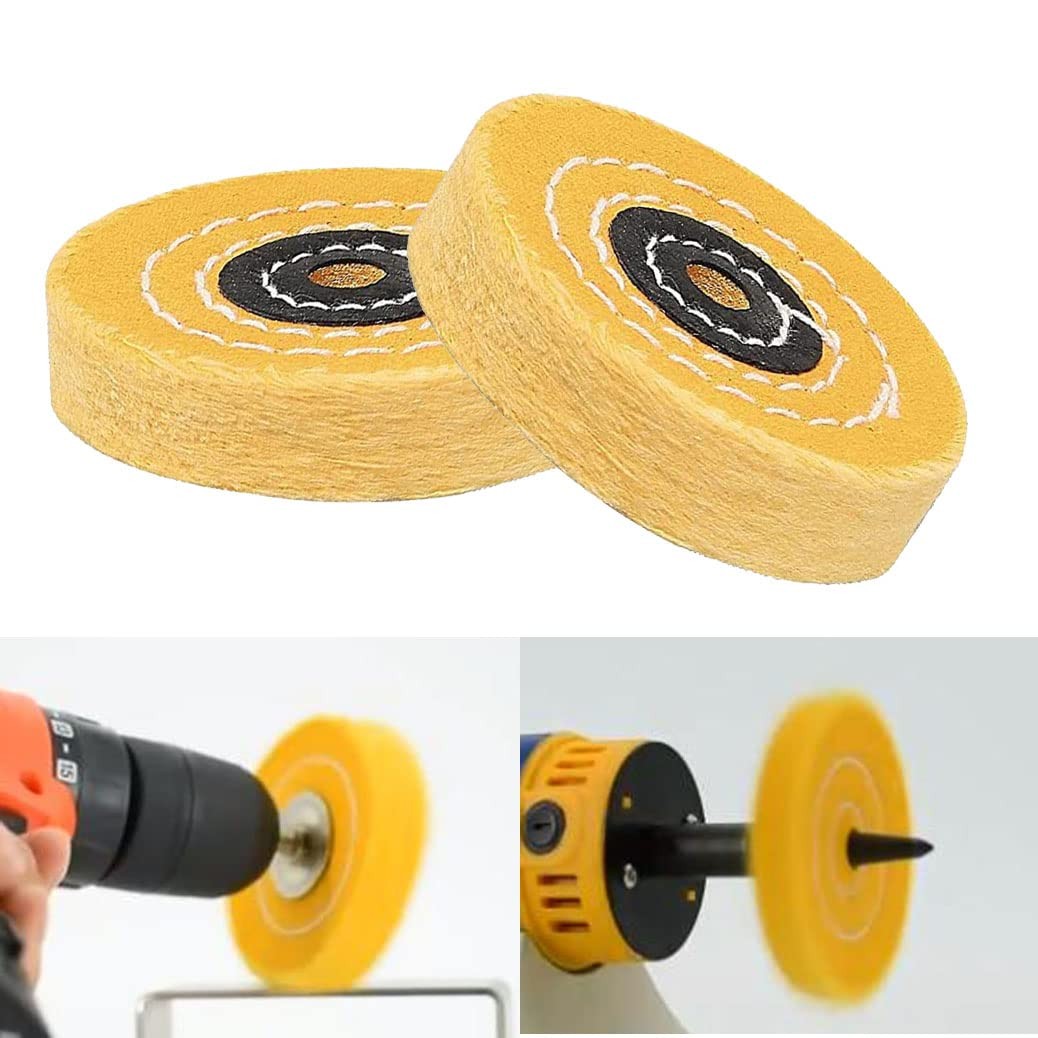 5Pcs 3″ Compressed Wool Polishing Wheel 3/8″ Arbor Hole Wool Felt Buffing Wheels