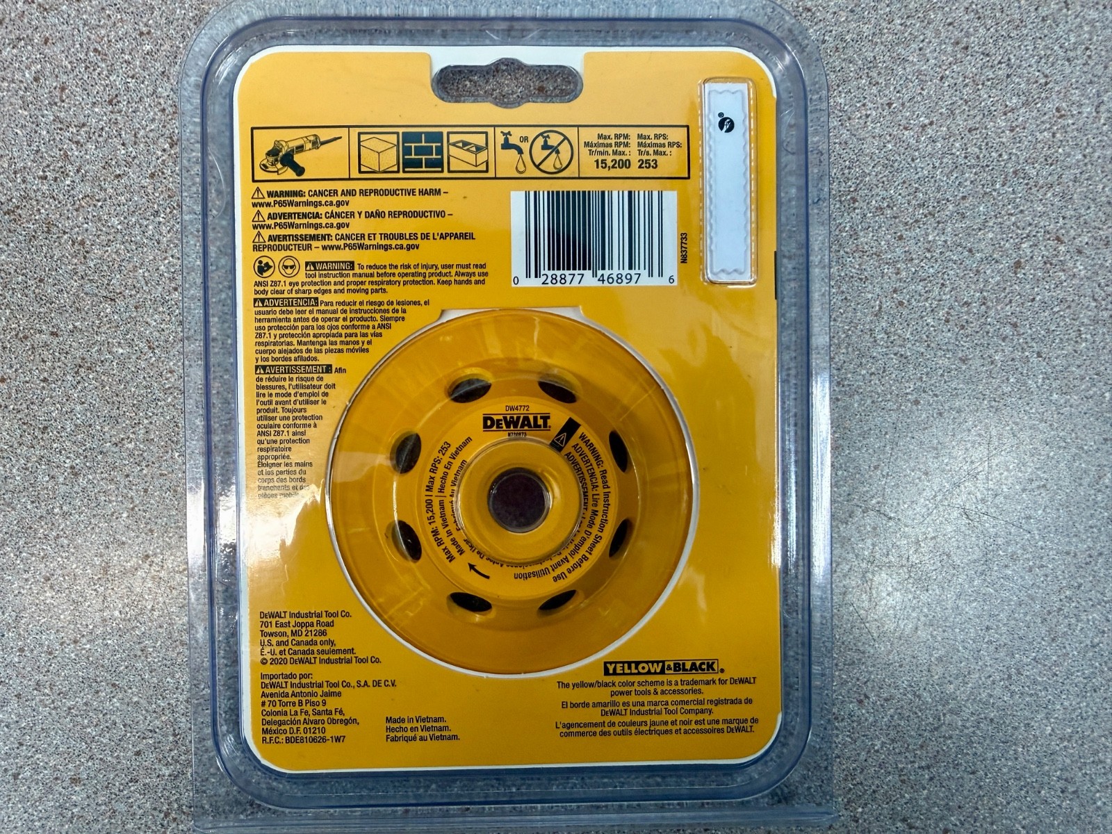 DEWALT DW4772 4″ Double Row Diamond Cup Grinding Wheel New